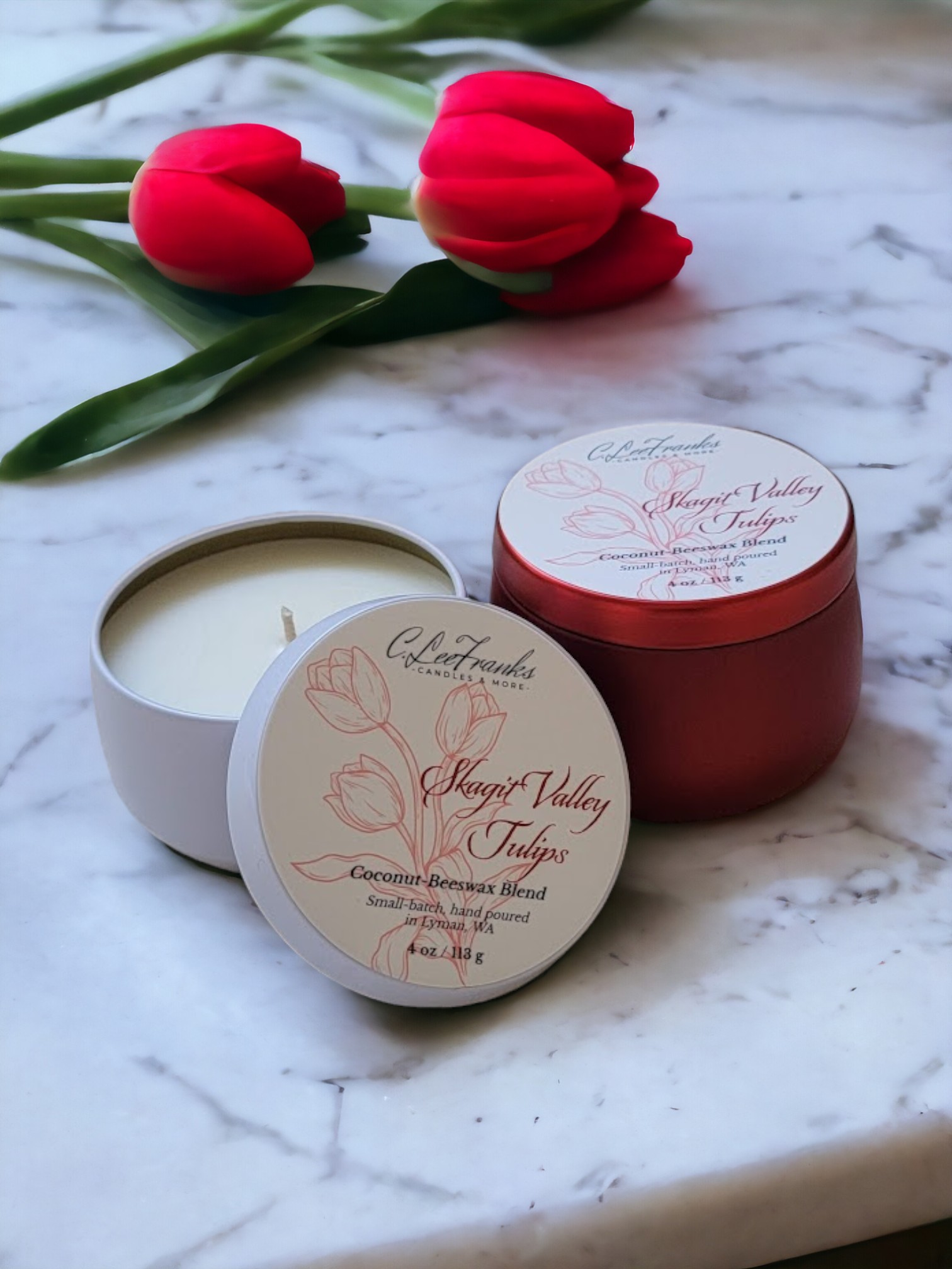 Candle 4 oz tin - Skagit Valley Tulips Image